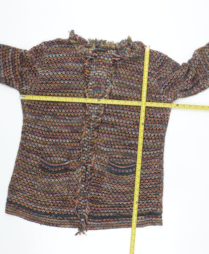 Peruvian Connection Women Multicoloured L Open-Knit Cotton Blend Cardigan