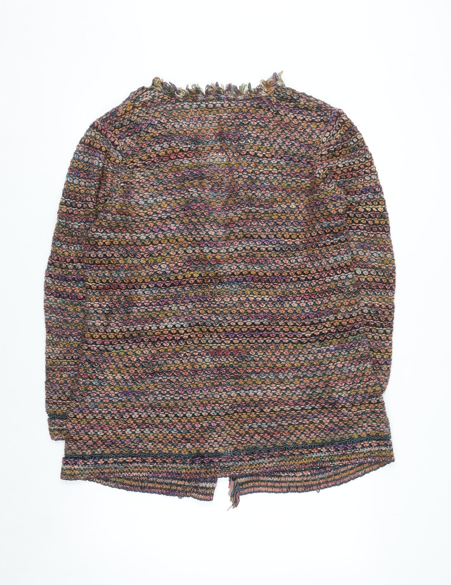 Peruvian Connection Women Multicoloured L Open-Knit Cotton Blend Cardigan
