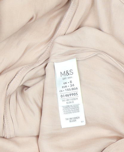 Marks and Spencer Womens Beige Ruffle Wrap Blouse Size 6