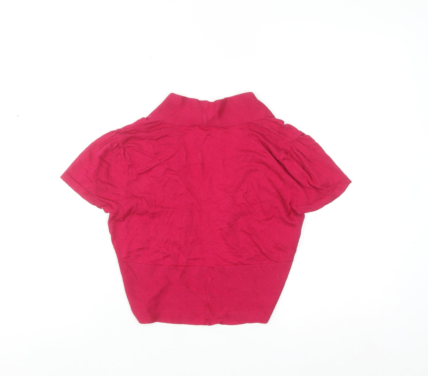 Laura Ashley Women’s Pink Silk Cotton Shrug UK 10 V-Neck Short Sleeve