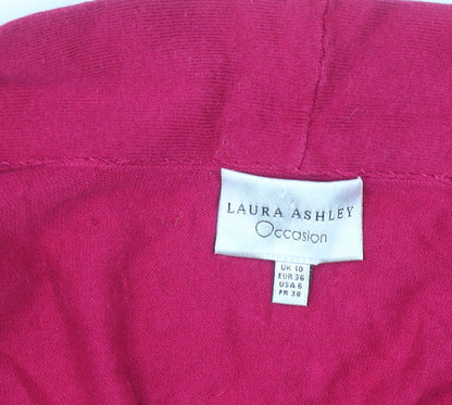 Laura Ashley Women’s Pink Silk Cotton Shrug UK 10 V-Neck Short Sleeve