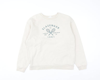Slazenger Women's Beige Crew Neck Pullover Sweatshirt UK 10