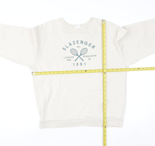 Slazenger Women's Beige Crew Neck Pullover Sweatshirt UK 10