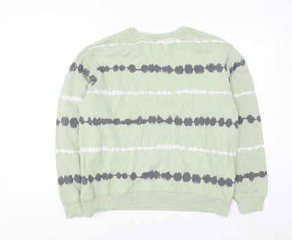 Marks and Spencer Men's Light Green Tie-Dye Cotton Sweatshirt Medium