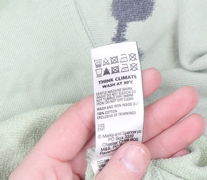 Marks and Spencer Men's Light Green Tie-Dye Cotton Sweatshirt Medium