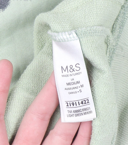 Marks and Spencer Men's Light Green Tie-Dye Cotton Sweatshirt Medium