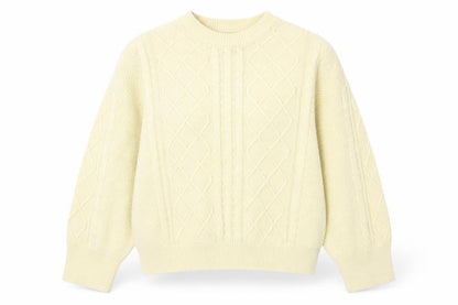ASOS DESIGN Women's Beige Cable-Knit Mock Neck Jumper Size S