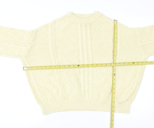 ASOS DESIGN Women's Beige Cable-Knit Mock Neck Jumper Size S