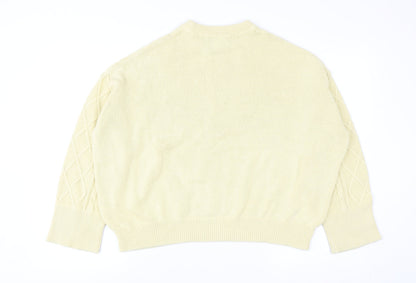 ASOS DESIGN Women's Beige Cable-Knit Mock Neck Jumper Size S