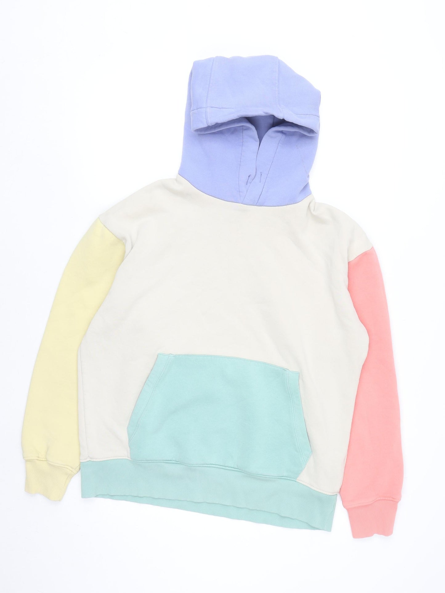 ZARA Women Multicoloured M Pullover Hoodie Pastel Block Cotton Blend