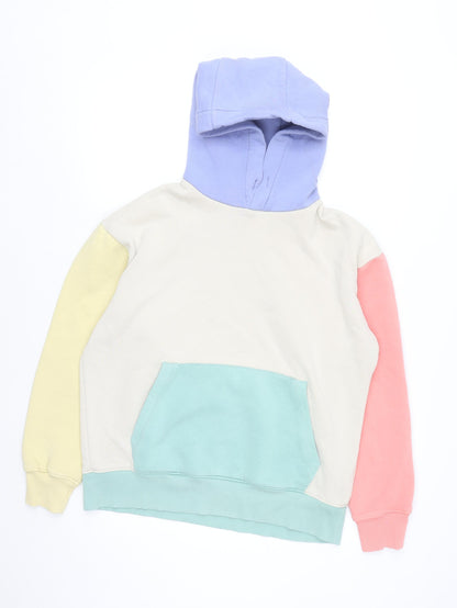 ZARA Women Multicoloured M Pullover Hoodie Pastel Block Cotton Blend