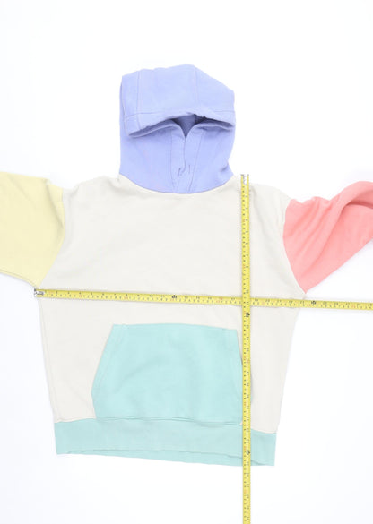 ZARA Women Multicoloured M Pullover Hoodie Pastel Block Cotton Blend