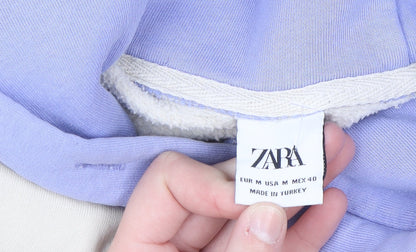 ZARA Women Multicoloured M Pullover Hoodie Pastel Block Cotton Blend