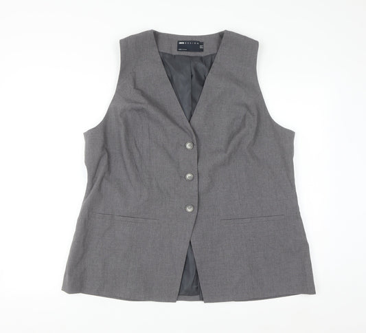 ASOS DESIGN Women Grey Suit Waistcoat UK 20 Classic Tailored Lined