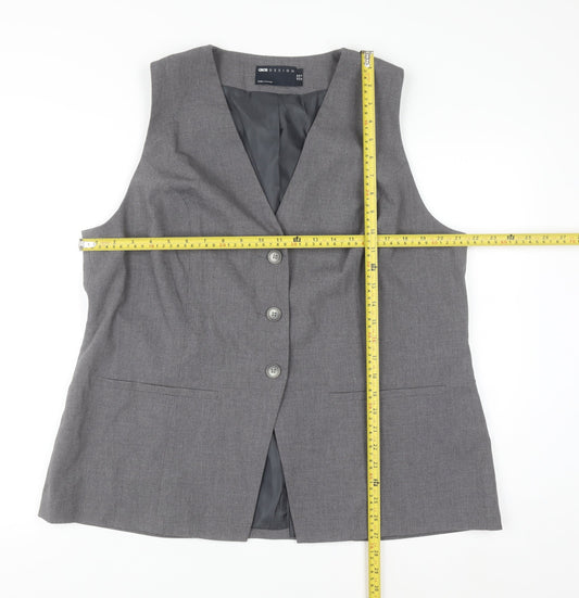 ASOS DESIGN Women Grey Suit Waistcoat UK 20 Classic Tailored Lined