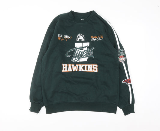 Primark Girls Green Hawkins Tigers Sweatshirt Stranger Things 12-13 Years
