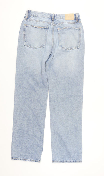 Bershka Women's Light Blue Straight Jeans Size 10 100% Cotton