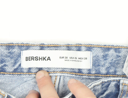 Bershka Women's Light Blue Straight Jeans Size 10 100% Cotton