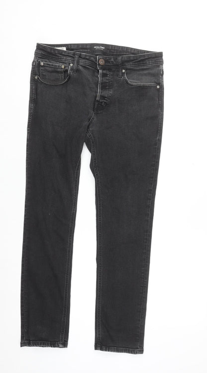 Jack & Jones Men’s Black Slim Fit Straight Leg Jeans Size 30/30