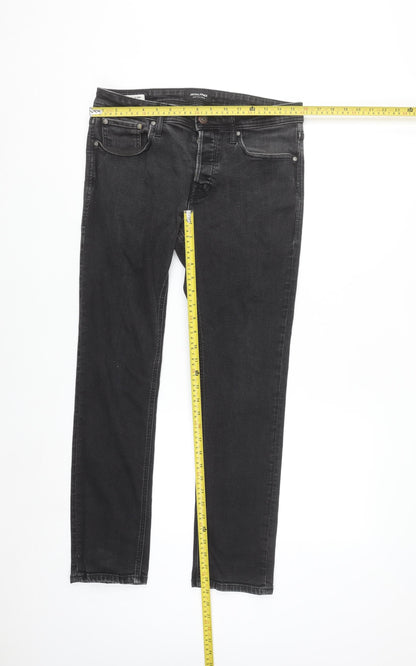 Jack & Jones Men’s Black Slim Fit Straight Leg Jeans Size 30/30