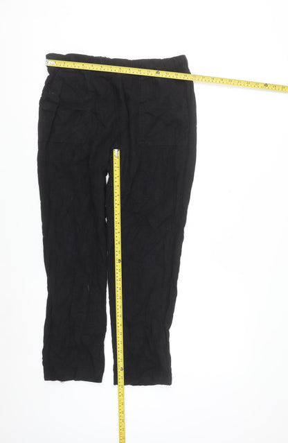 Love Tree Women’s Black Linen Blend Elastic Waist Trousers Size M