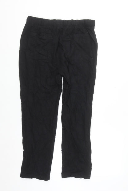 Love Tree Women’s Black Linen Blend Elastic Waist Trousers Size M