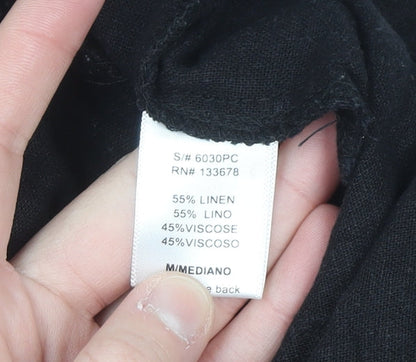 Love Tree Women’s Black Linen Blend Elastic Waist Trousers Size M