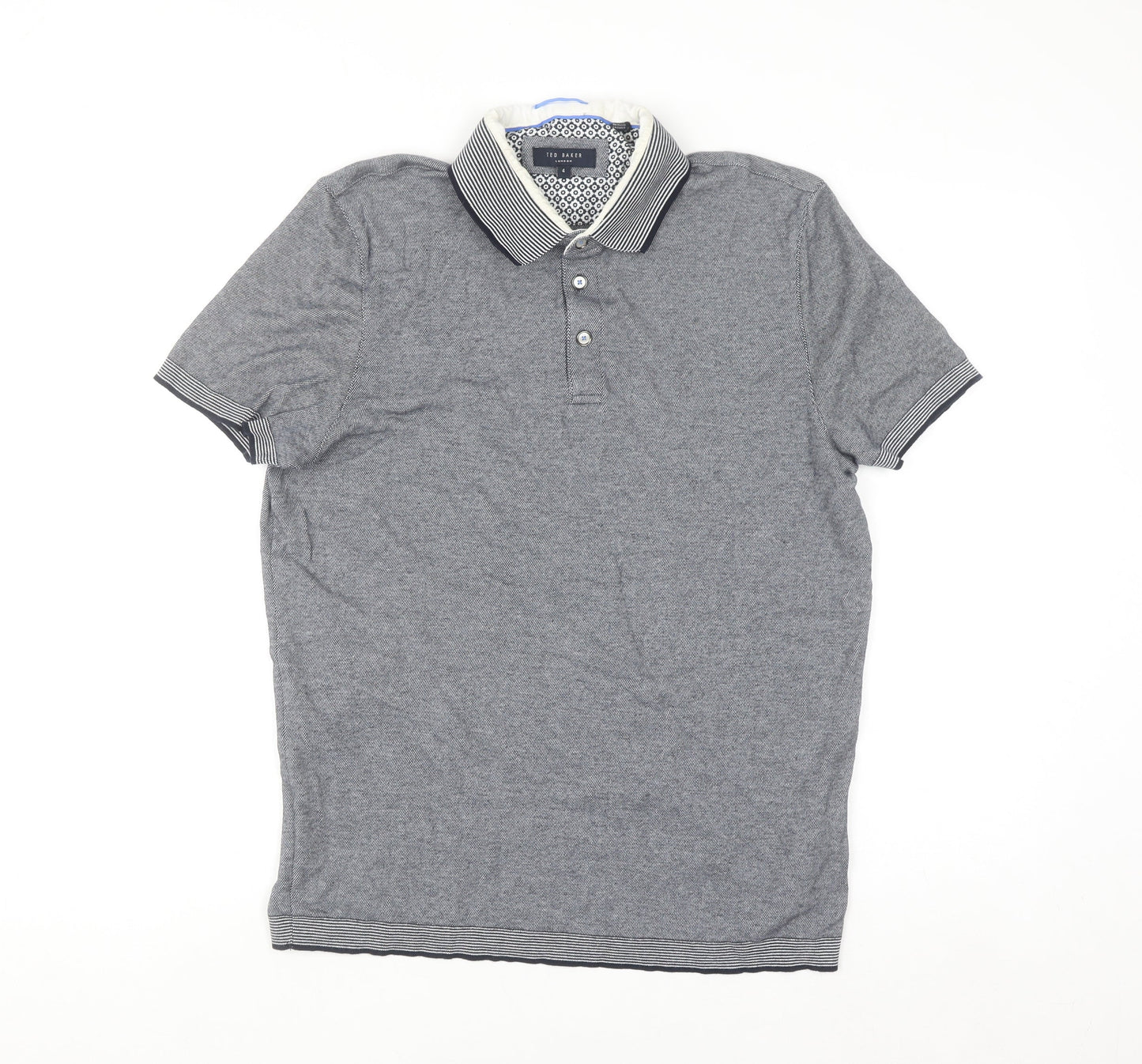 Ted Baker Men's Grey Cotton Short Sleeve Polo Shirt Size L