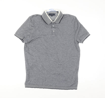 Ted Baker Men's Grey Cotton Short Sleeve Polo Shirt Size L