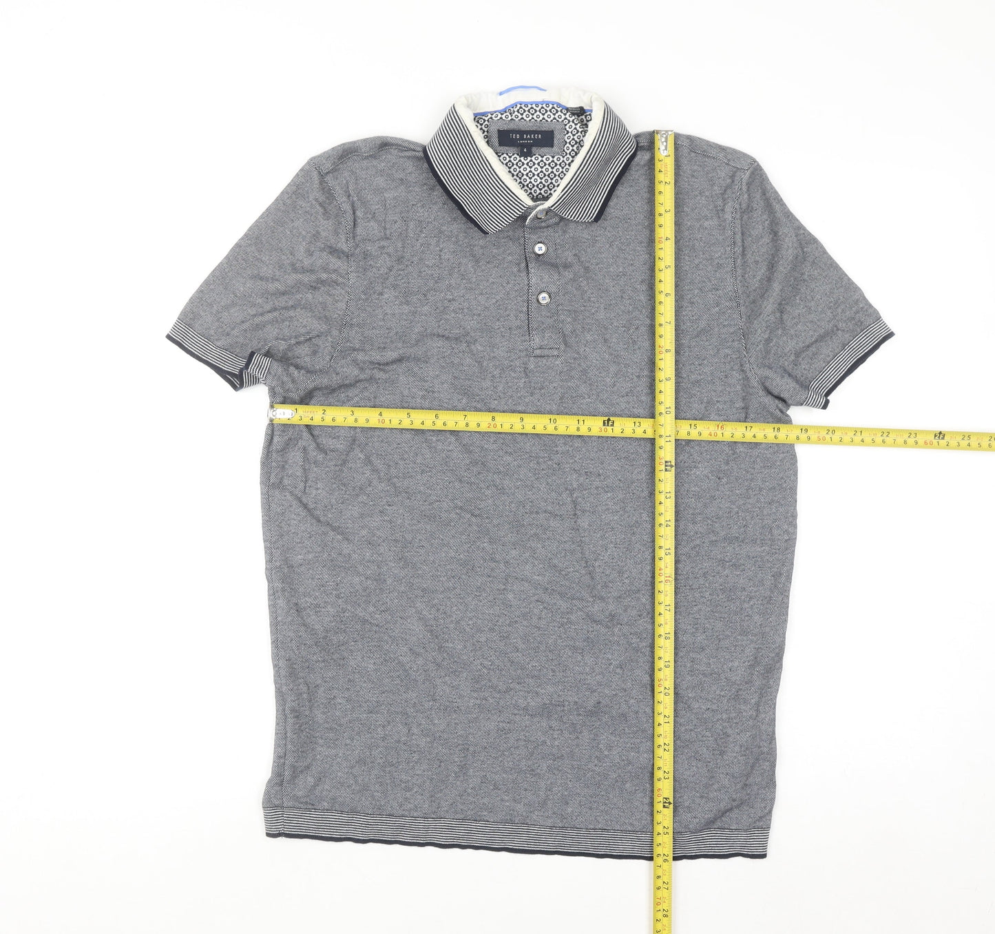 Ted Baker Men's Grey Cotton Short Sleeve Polo Shirt Size L