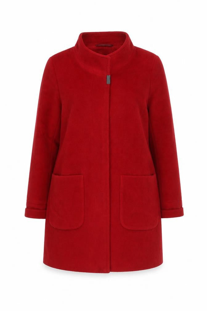 Basler Women's Red Wool Angora Blend Mid-Length Coat Size 8