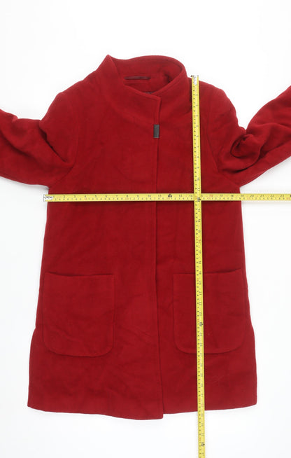Basler Women's Red Wool Angora Blend Mid-Length Coat Size 8