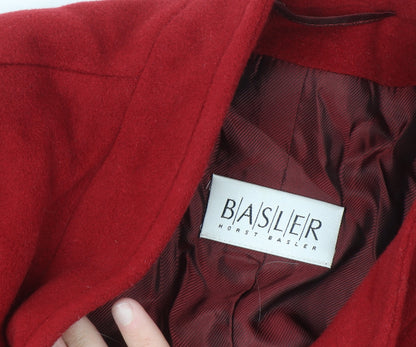 Basler Women's Red Wool Angora Blend Mid-Length Coat Size 8