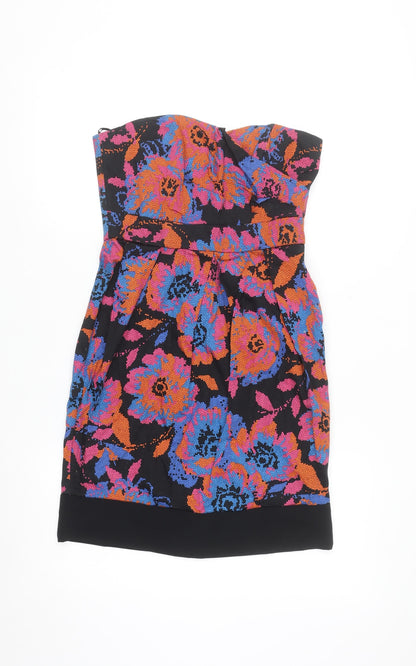 New Look Women’s Multicoloured Floral Strapless Bodycon Dress Size 10