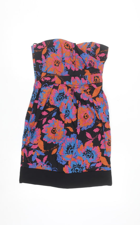New Look Women’s Multicoloured Floral Strapless Bodycon Dress Size 10