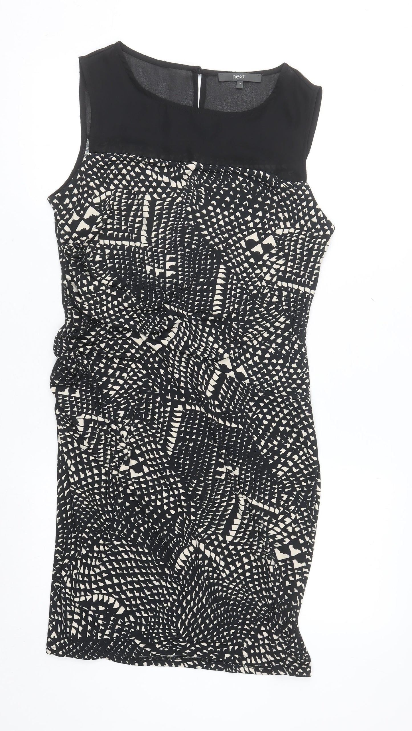 Next Women’s Black Geometric Sheath Dress Size 14 Sleeveless