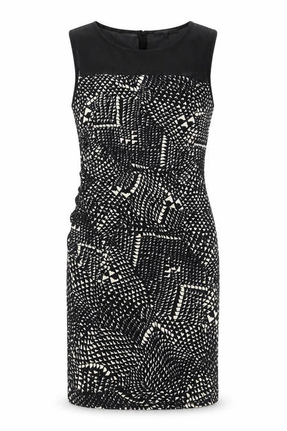 Next Women’s Black Geometric Sheath Dress Size 14 Sleeveless