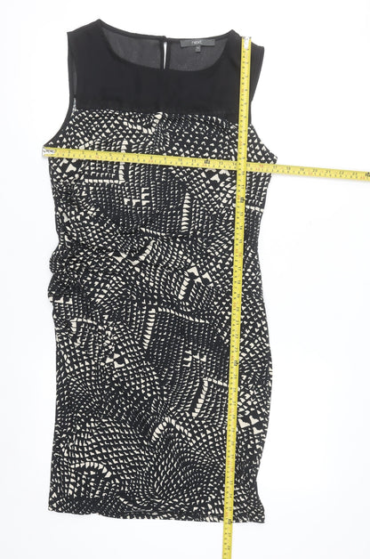 Next Women’s Black Geometric Sheath Dress Size 14 Sleeveless