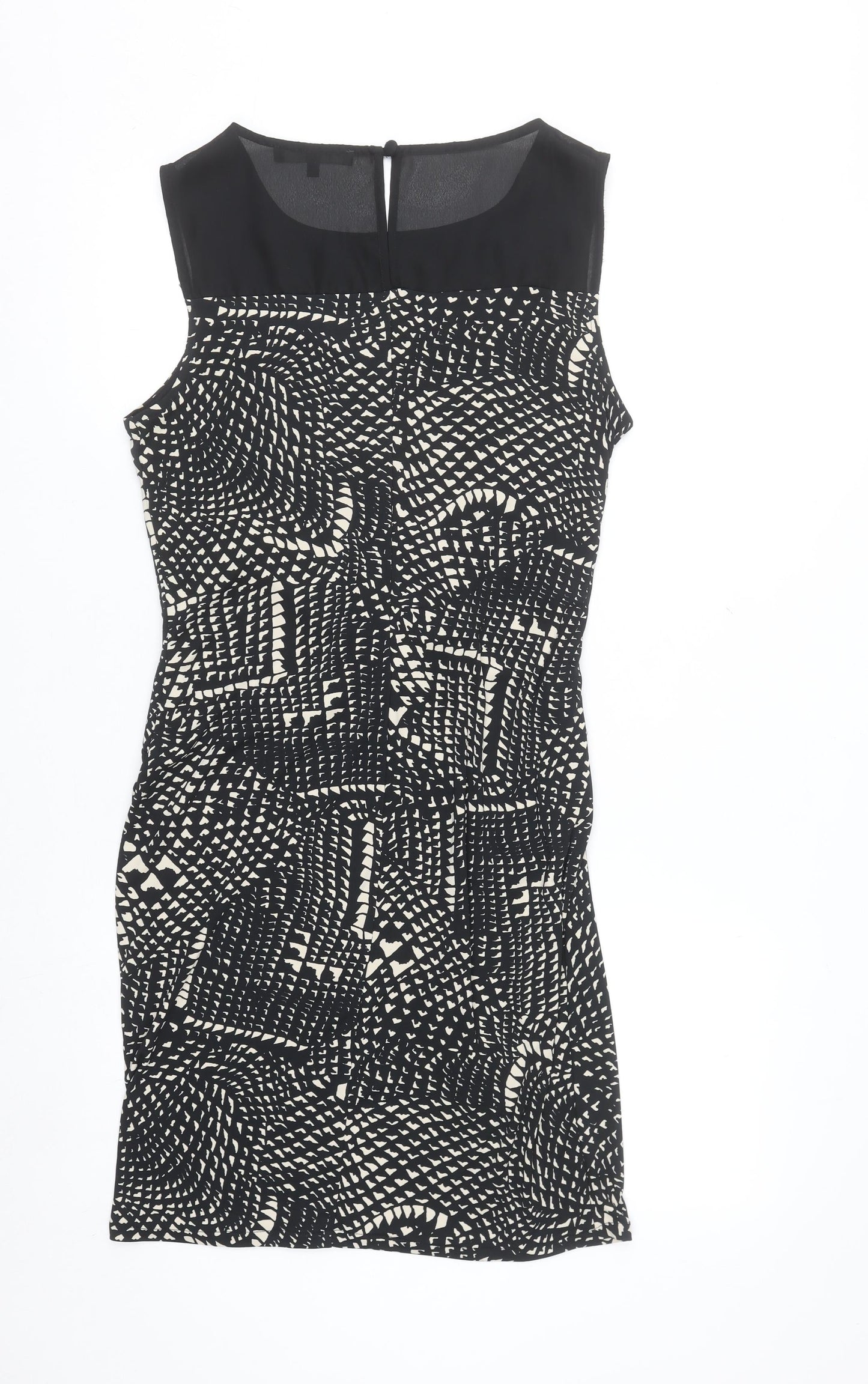 Next Women’s Black Geometric Sheath Dress Size 14 Sleeveless