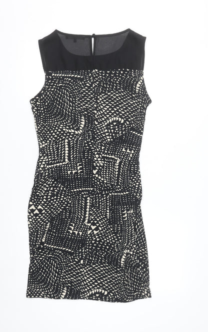 Next Women’s Black Geometric Sheath Dress Size 14 Sleeveless