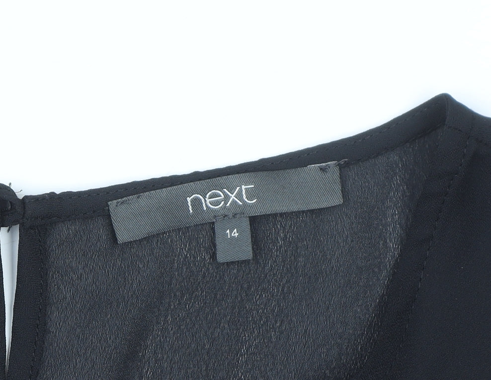 Next Women’s Black Geometric Sheath Dress Size 14 Sleeveless