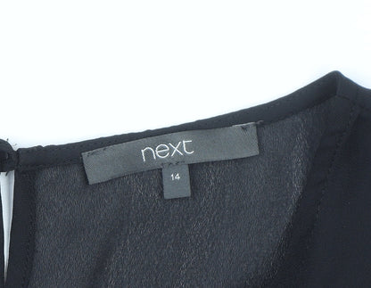 Next Women’s Black Geometric Sheath Dress Size 14 Sleeveless