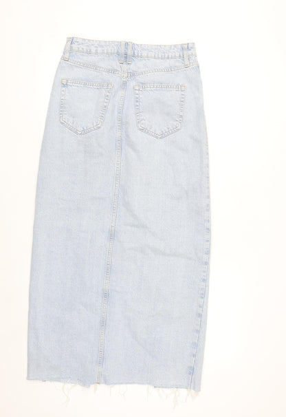 River Island Women’s Blue Denim Midi Pencil Skirt Size 8