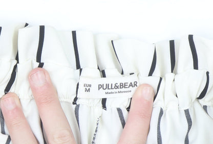 Pull & Bear Womens White Striped Paperbag Trousers Size 12
