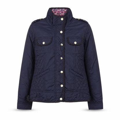 Front view of Baker by Ted Baker girls’ blue quilted jacket age 11 padded mid-length coat