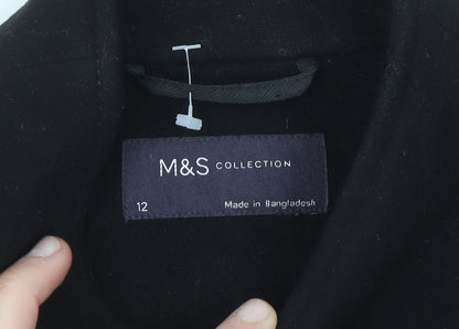 Marks and Spencer Women’s Black Long Belted Overcoat Size 12