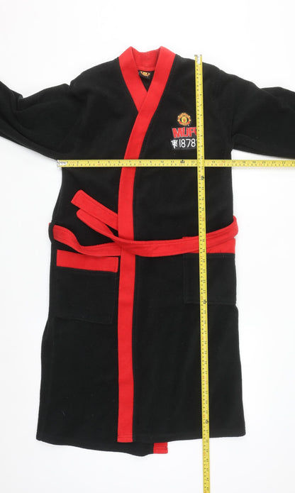 Manchester United Boys Black Red Fleece Robe 11-12 Years Sports Nightwear