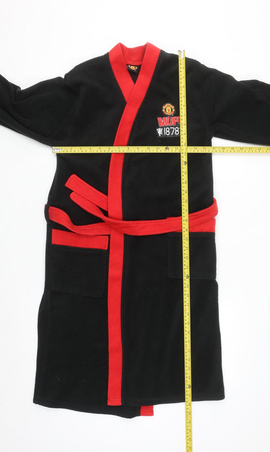 Manchester United Boys Black Red Fleece Robe 11-12 Years Sports Nightwear