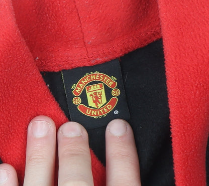 Manchester United Boys Black Red Fleece Robe 11-12 Years Sports Nightwear