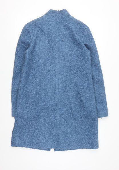 Peruzzi Women Blue Wool Blend Mid-Length Overcoat Size 10